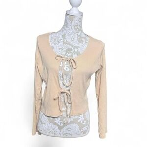 Urban Nation Tie Front Ribbed Tie Front Neutral Layering Cardigan Size Large